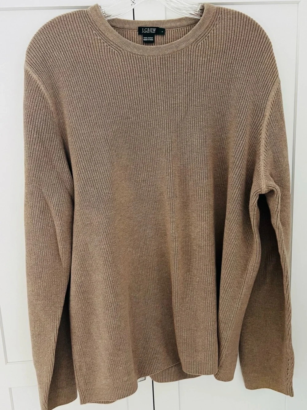J. Crew Crewneck Cotton Sweater in Beige Men’s Large